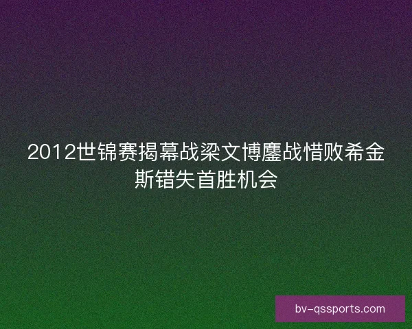 2012世锦赛揭幕战梁文博鏖战惜败希金斯错失首胜机会